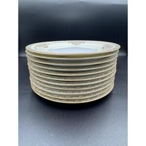 Vintage Noritake Bancroft 5481 Salad Plates Set of 11 Gold Trim 8.5" Japanese NM